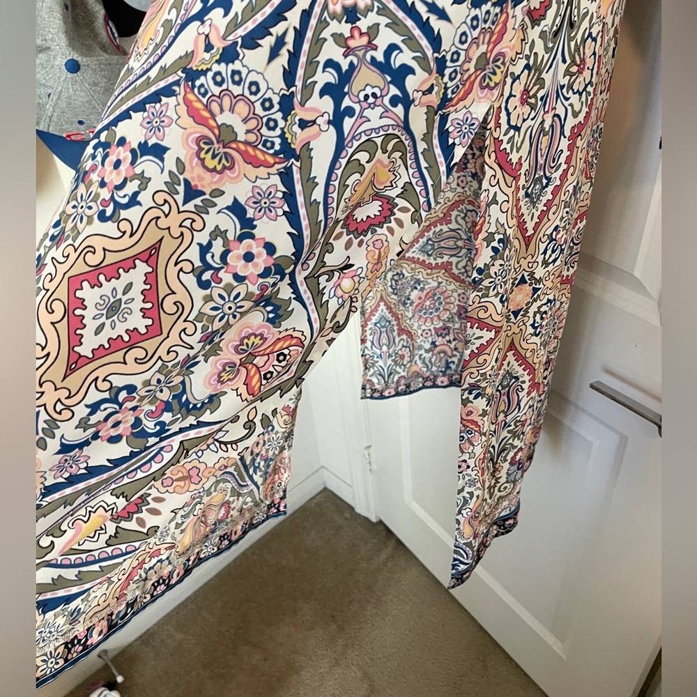 Chico’s Long Paisley Tunic Sz 3 Dress Duster Sweeping Effortless Office Casual - Picture 5 of 7